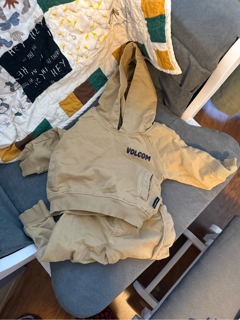 Volcom Kids Tan Pullover Hoodie with Front Pocket